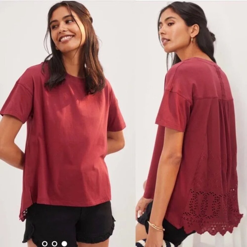 Tiny Anthropologie Lace Back Detail Hi-Low Top M